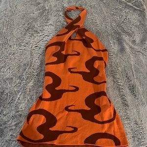 Halter Abstract Mini Dress